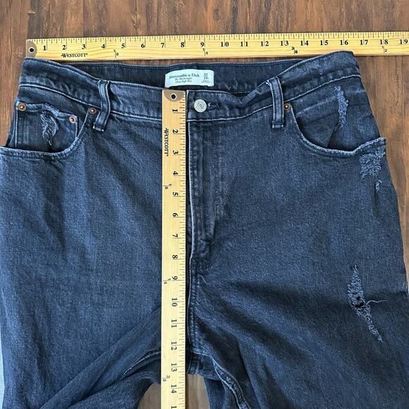 ABERCROMBIE & FITCH Curve Love 90s Straight Jeans Black Ultra HR - Picture 12 of 14